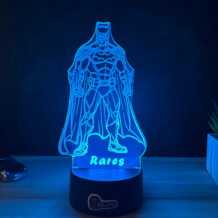 Lampa 3D Personalizata – Batman cu Nume