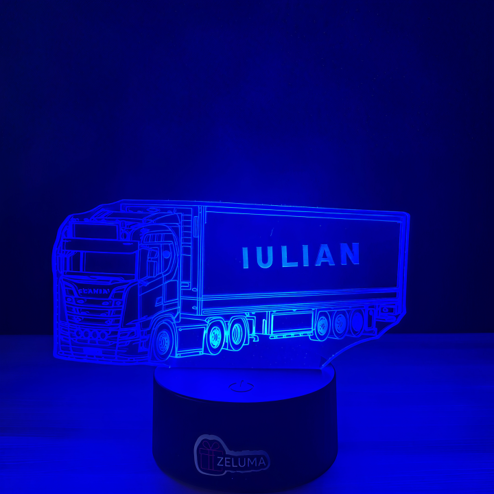 Lampa 3D Personalizata – Camion cu Nume