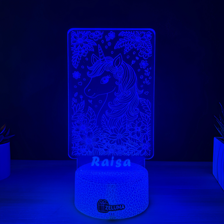 Lampa 3D Personalizata – Unicorn cu Nume