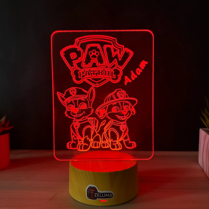 Lampa 3D Personalizata – Paw Patrol cu Nume