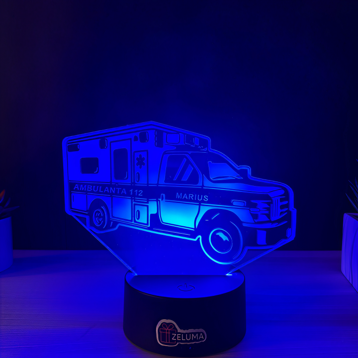 Lampa 3D Personalizata – Ambulanta cu Nume