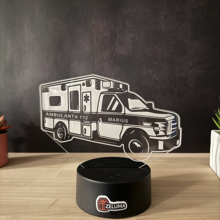 Lampa 3D Personalizata – Ambulanta cu Nume