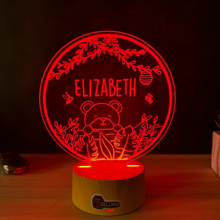 Lampa 3D Personalizata cu Nume – Ursulet in Natura