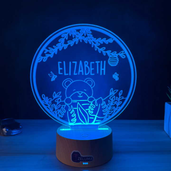 Lampa 3D Personalizata cu Nume – Ursulet in Natura