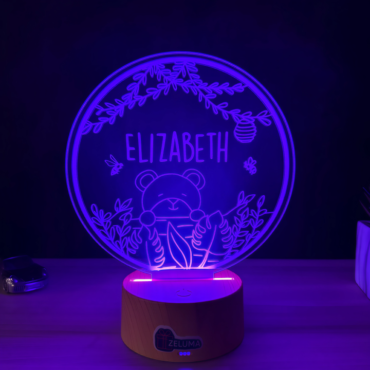Lampa 3D Personalizata cu Nume – Ursulet in Natura