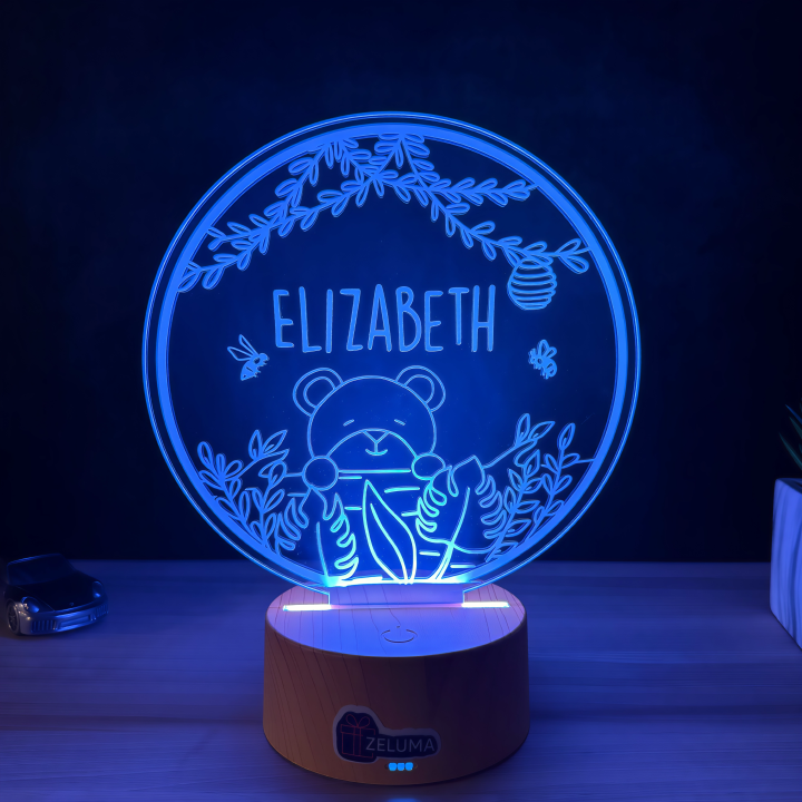 Lampa 3D Personalizata cu Nume – Ursulet in Natura