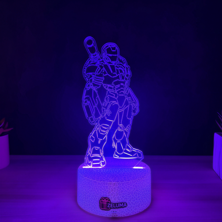 Lampa 3D cu Design Super Erou – Iron Warrior