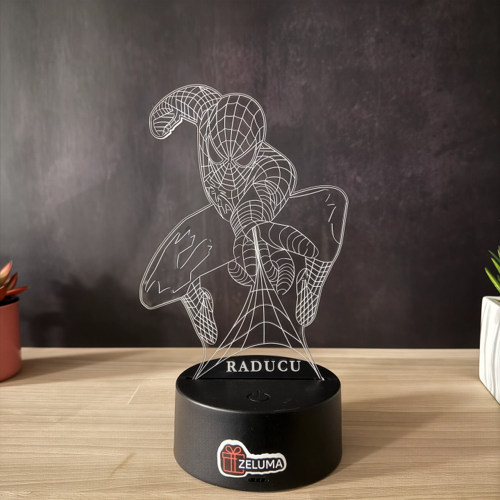Lampa 3D Personalizata cu Nume – Spider Hero