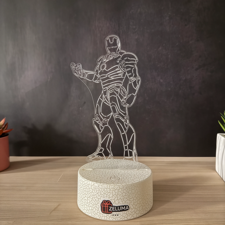 Lampa 3D cu Design Super Erou – Iron Legend