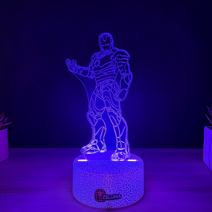 Lampa 3D cu Design Super Erou – Iron Legend