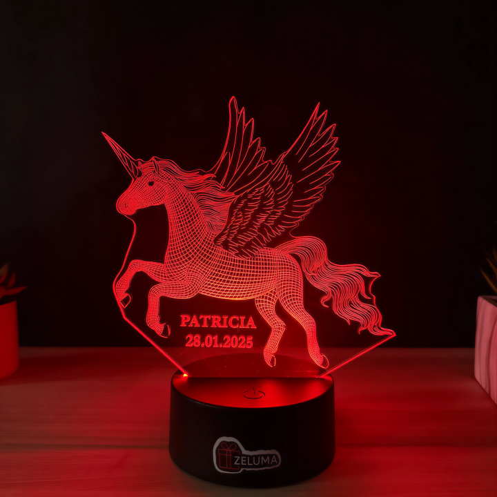 Lampa 3D Personalizata cu Nume – Unicorn Magic