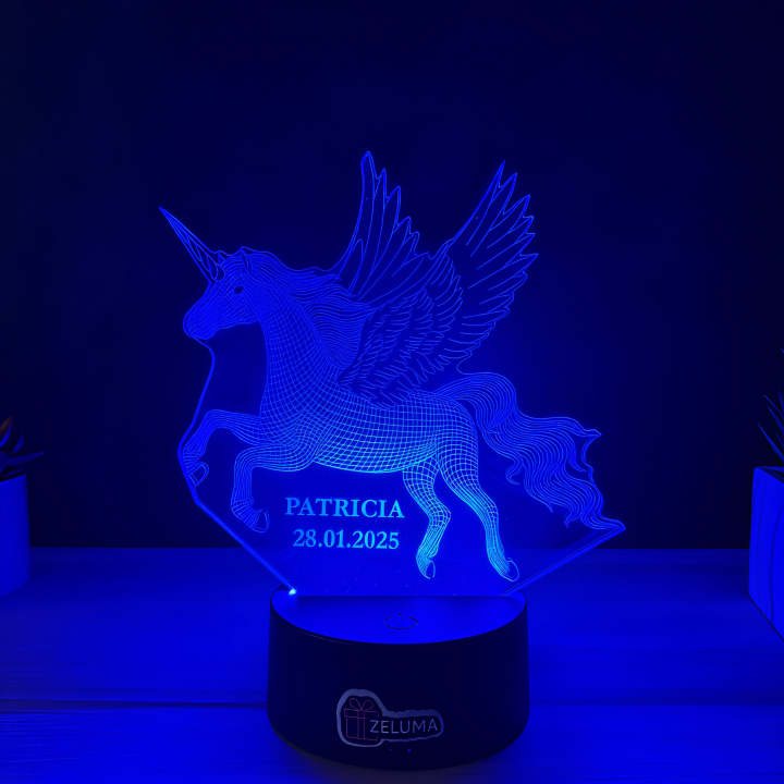 Lampa 3D Personalizata cu Nume – Unicorn Magic