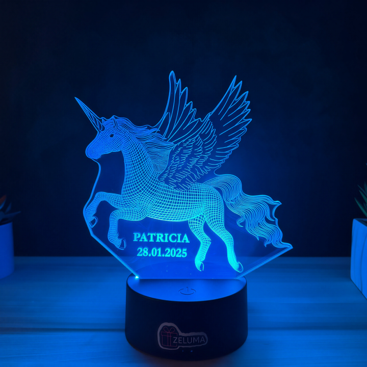 Lampa 3D Personalizata cu Nume – Unicorn Magic