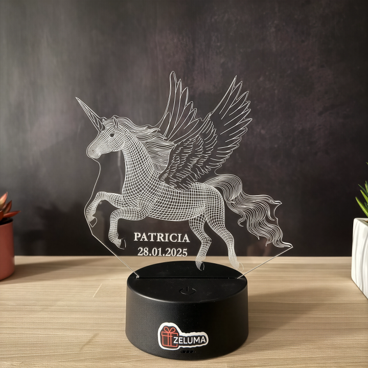 Lampa 3D Personalizata cu Nume – Unicorn Magic