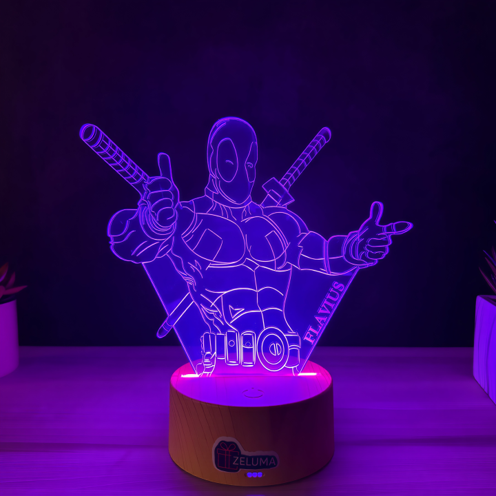 Lampa 3D Personalizata cu Nume – Deadpool