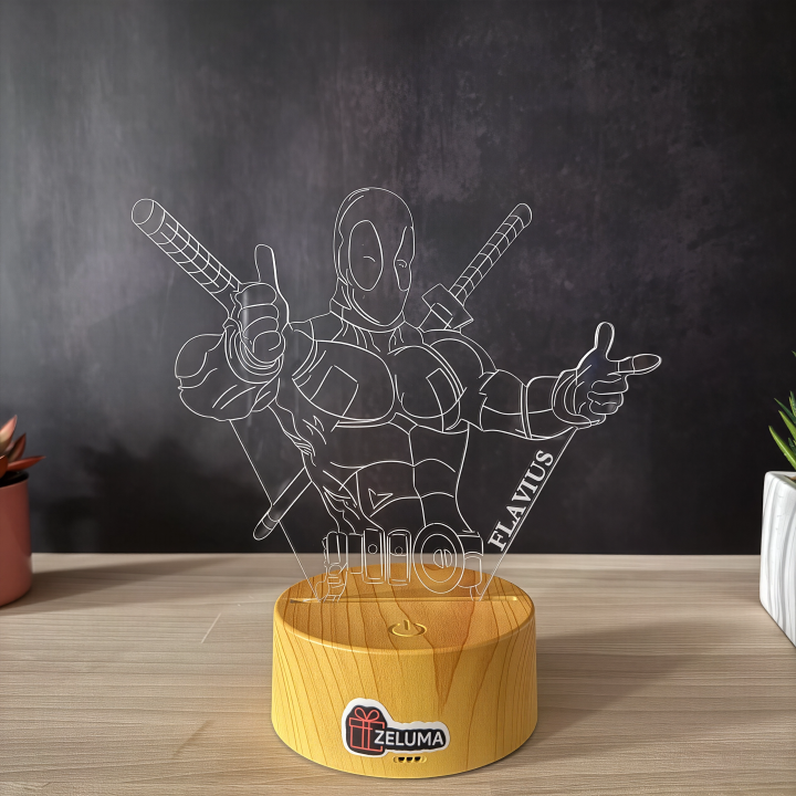 Lampa 3D Personalizata cu Nume – Deadpool