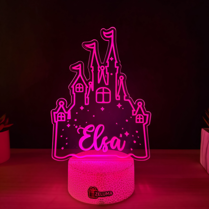 Lampa 3D Personalizata cu Nume – Castel de Printesa
