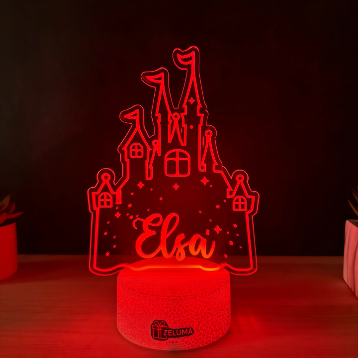 Lampa 3D Personalizata cu Nume – Castel de Printesa