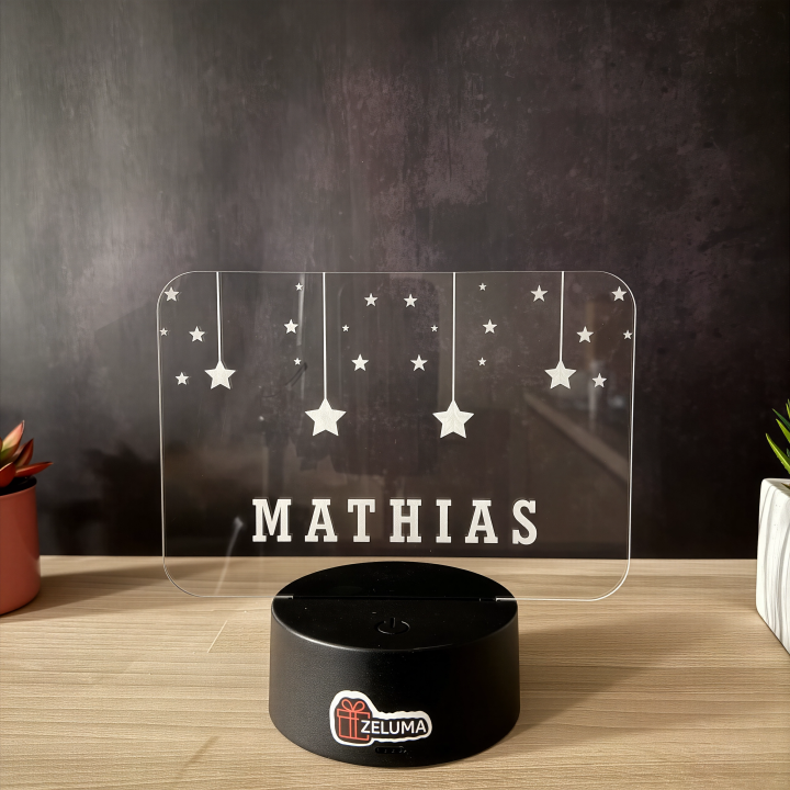 Lampa 3D Personalizata cu Nume – Stele Magice