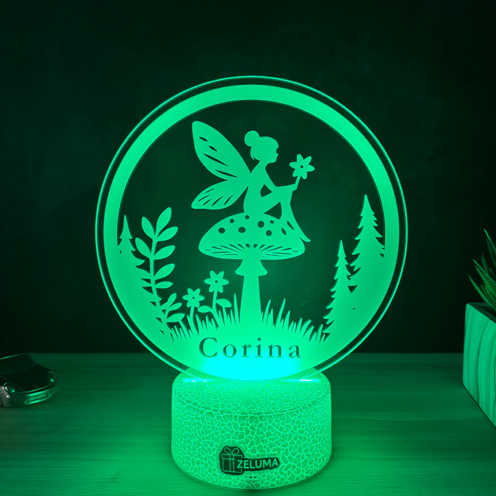 Lampa 3D Personalizata cu Nume – Zana din Padure