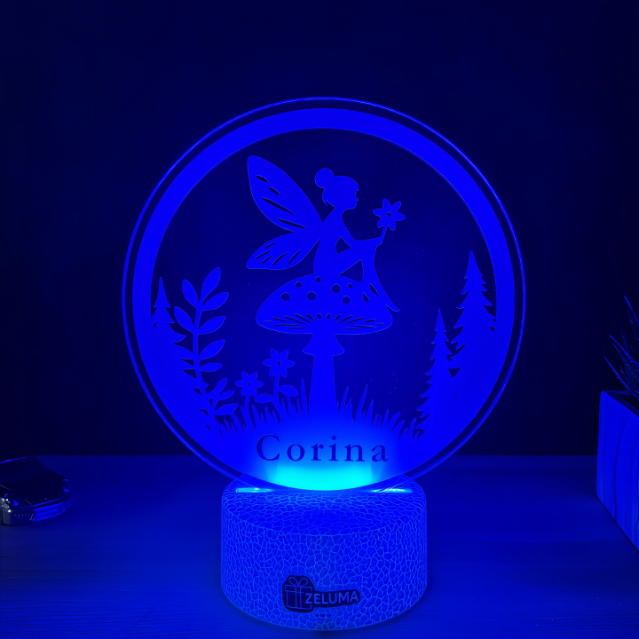 Lampa 3D Personalizata cu Nume – Zana din Padure