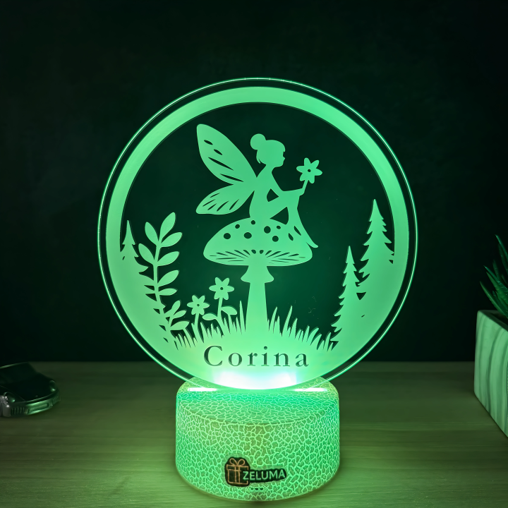 Lampa 3D Personalizata cu Nume – Zana din Padure