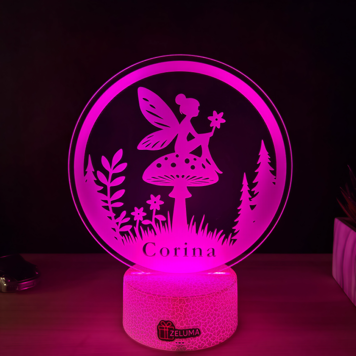 Lampa 3D Personalizata cu Nume – Zana din Padure