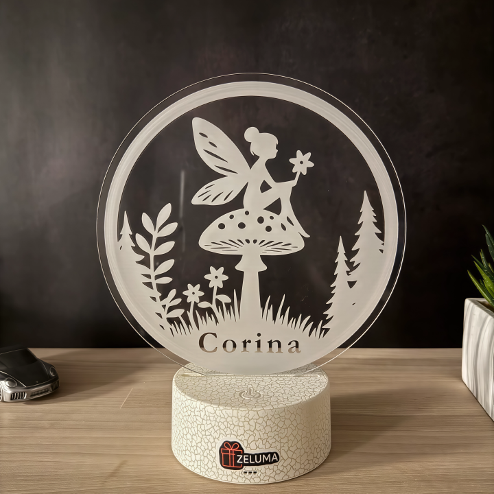 Lampa 3D Personalizata cu Nume – Zana din Padure