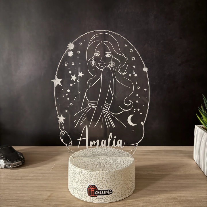 Lampa 3D Personalizata cu Nume – Printesa Stelara