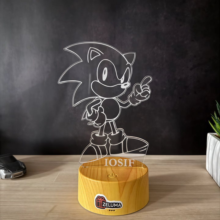 Lampa 3D Personalizata cu Nume – Sonic
