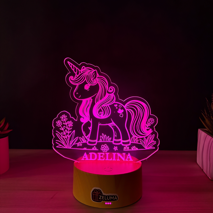 Lampa 3D Personalizata cu Nume – Unicorn