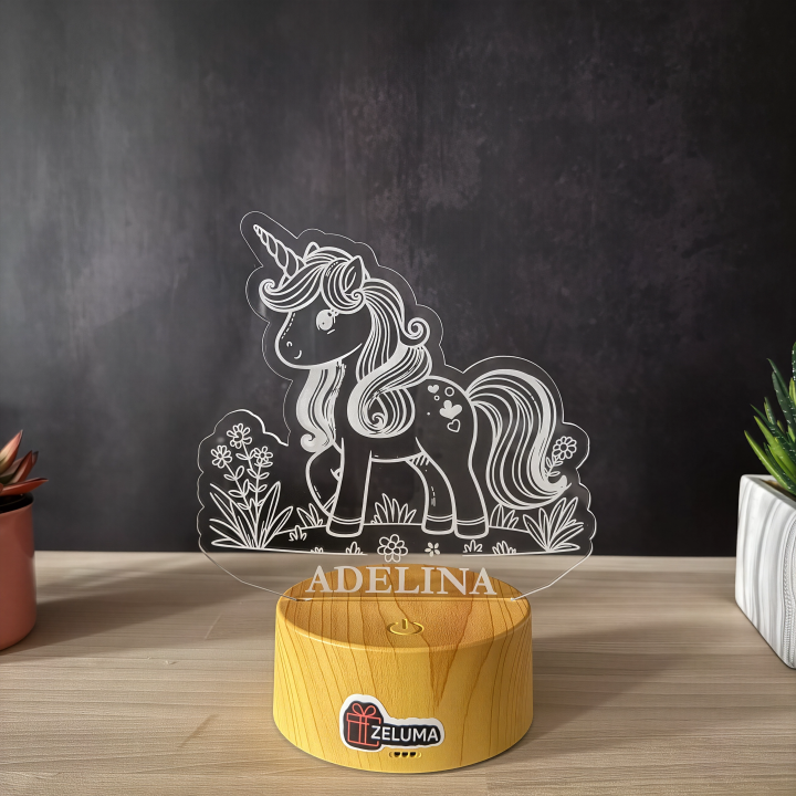 Lampa 3D Personalizata cu Nume – Unicorn