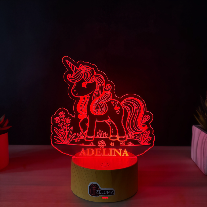 Lampa 3D Personalizata cu Nume – Unicorn