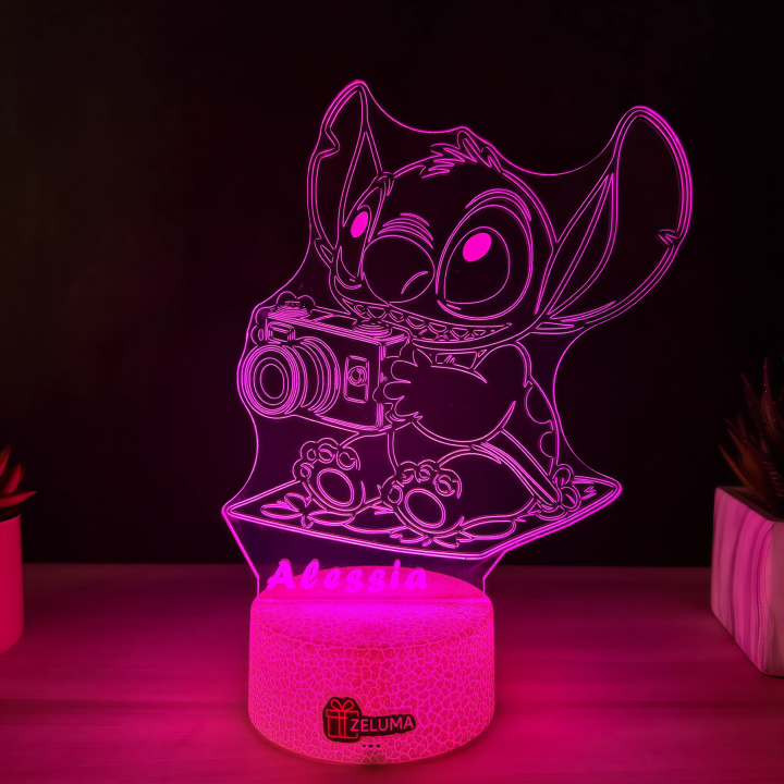 Lampa 3D Personalizata – Stitch cu Aparat Foto