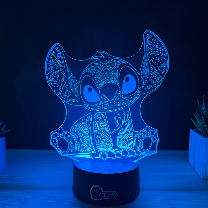 Lampa 3D Personalizata – Stitch Tribal