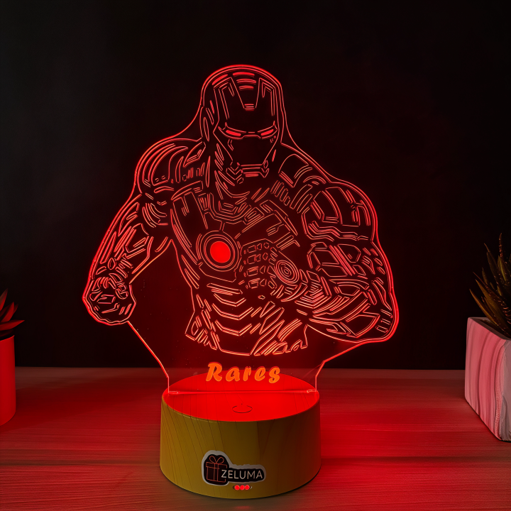 Lampa 3D Personalizata – Iron Hero