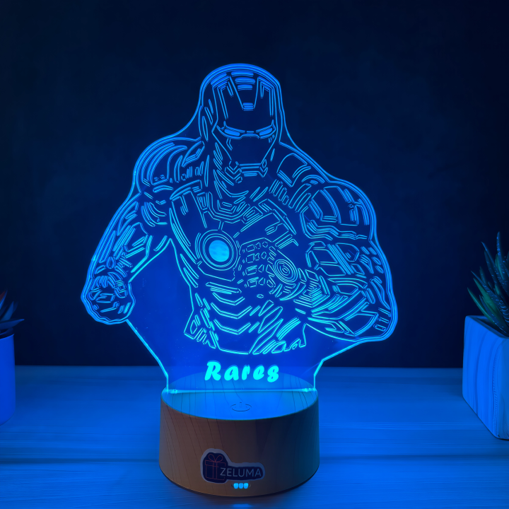 Lampa 3D Personalizata – Iron Hero