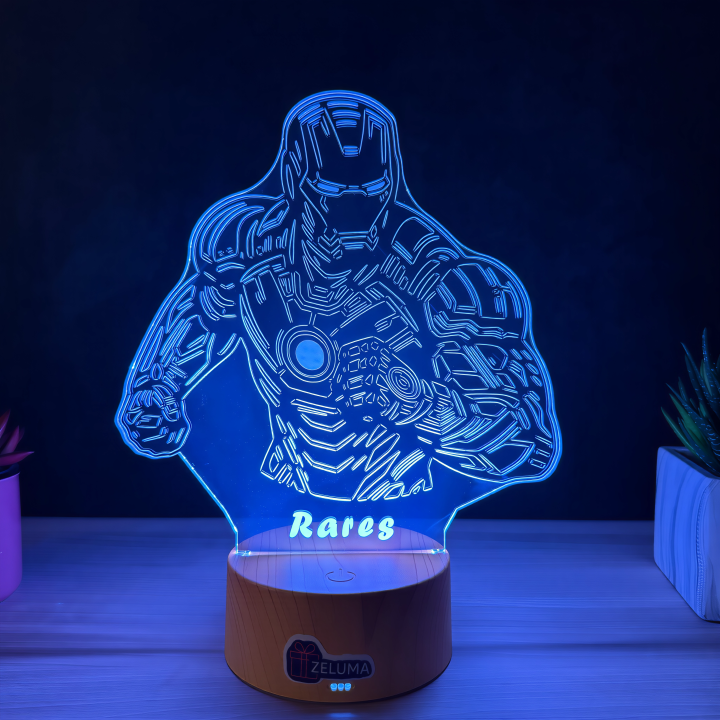 Lampa 3D Personalizata – Iron Hero