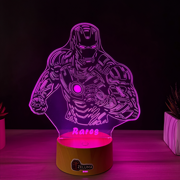 Lampa 3D Personalizata – Iron Hero
