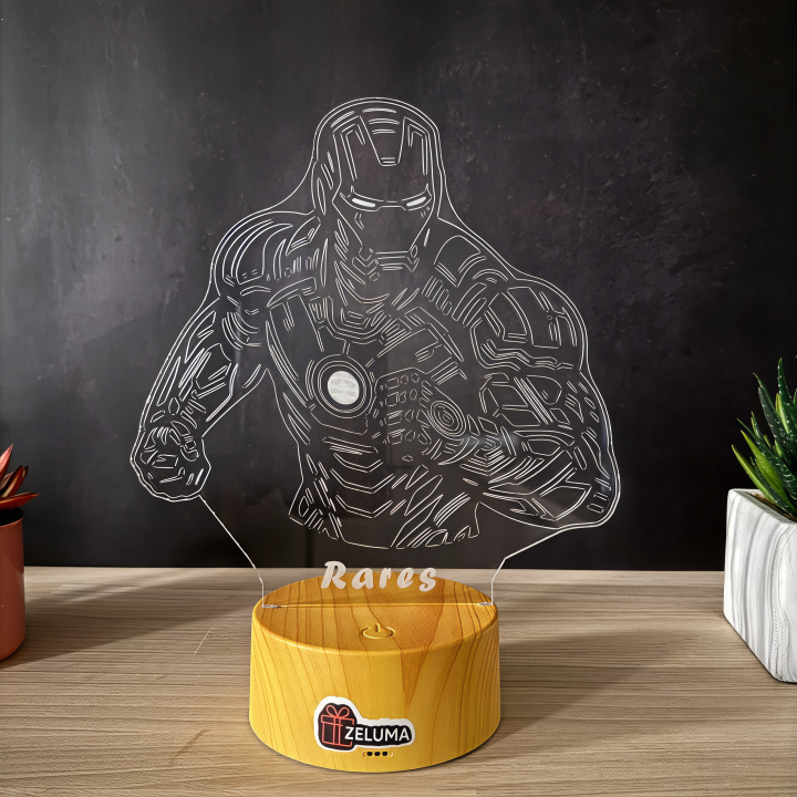 Lampa 3D Personalizata – Iron Hero