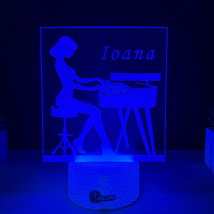 Lampa 3D Personalizata – Pianista cu Nume