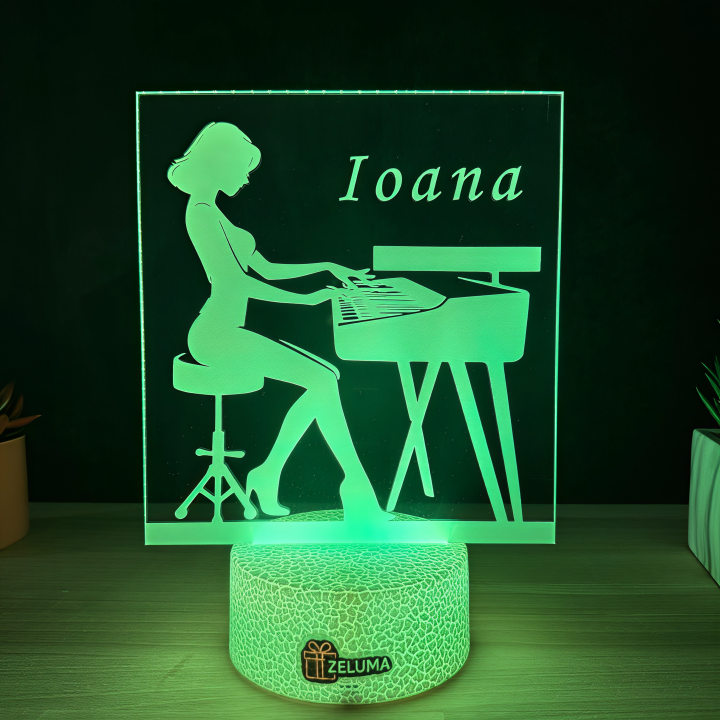 Lampa 3D Personalizata – Pianista cu Nume