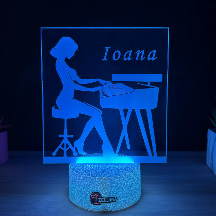 Lampa 3D Personalizata – Pianista cu Nume