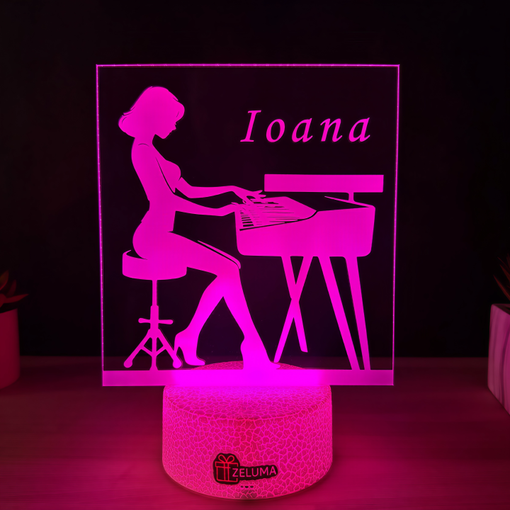 Lampa 3D Personalizata – Pianista cu Nume