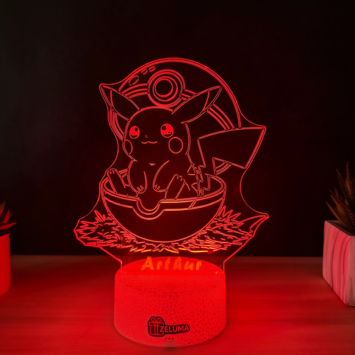 Lampa 3D Personalizata – Pikachu in Pokeball