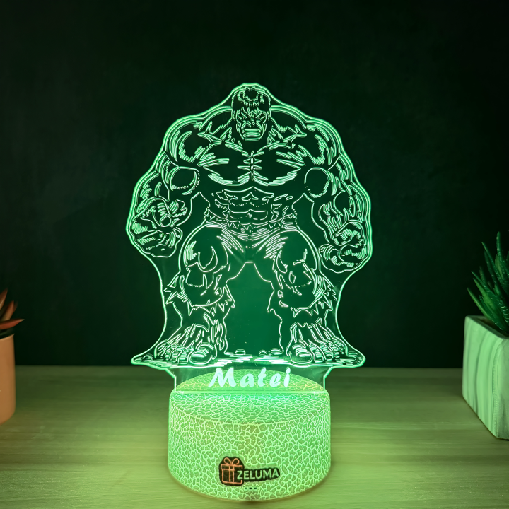 Lampa 3D Personalizata – Hulk