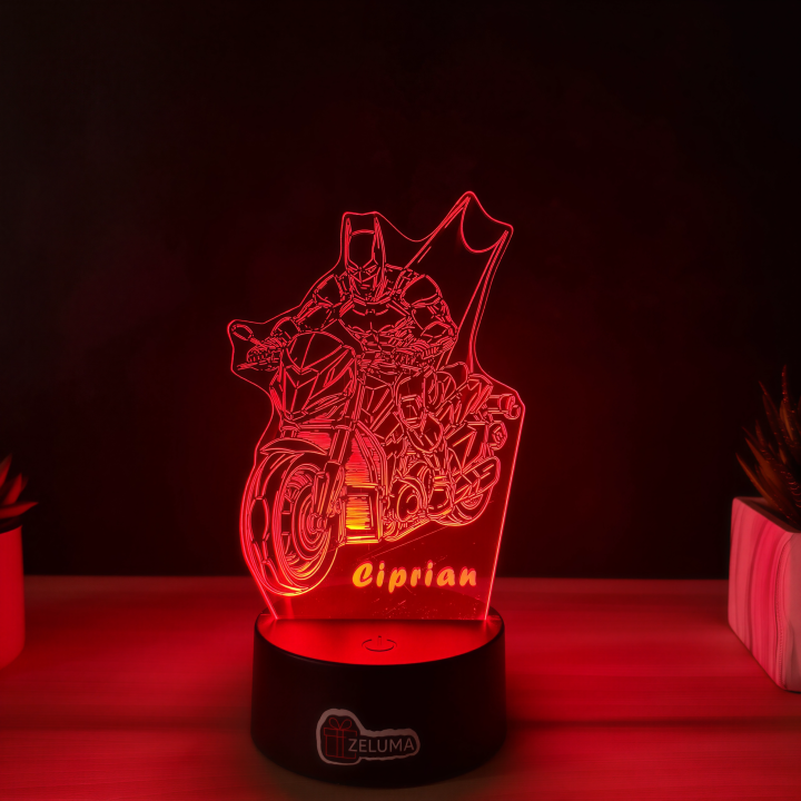 Lampa 3D Personalizata – Batman pe Motocicleta