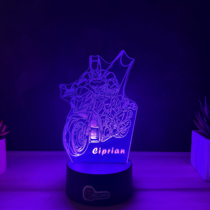 Lampa 3D Personalizata – Batman pe Motocicleta
