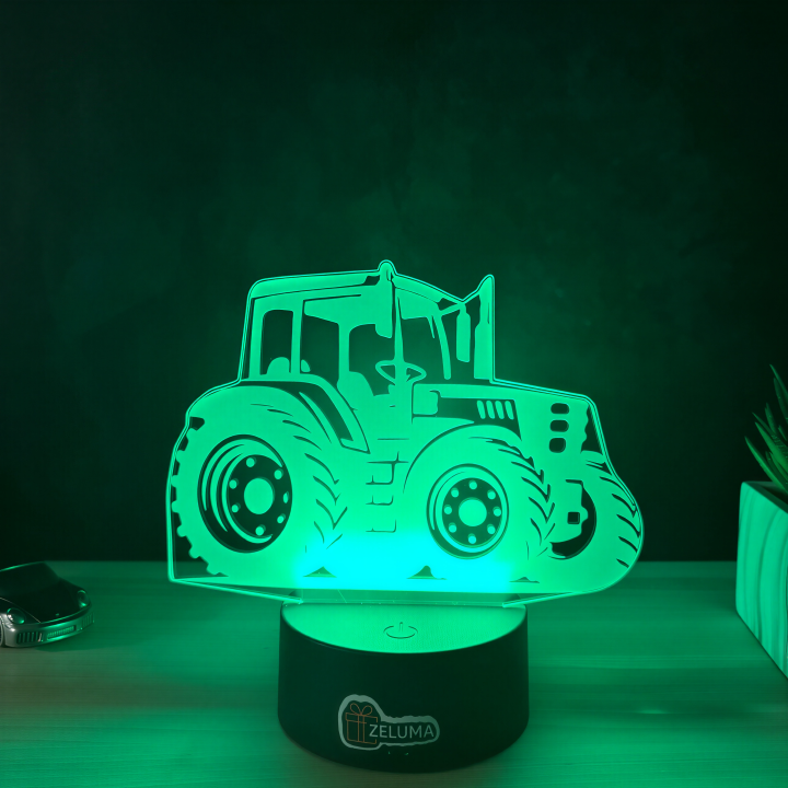 Lampa 3D Personalizata – Tractor cu Nume