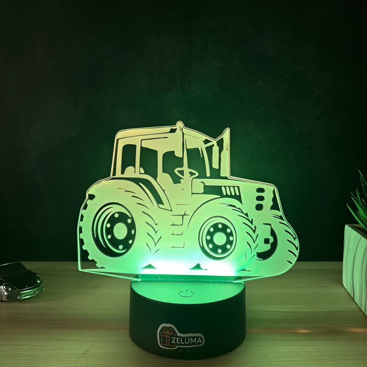 Lampa 3D Personalizata – Tractor cu Nume